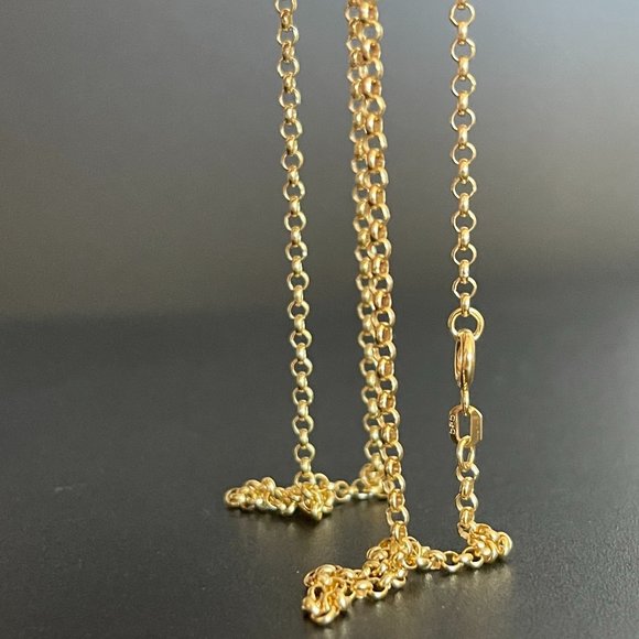 Solid 14K Gold Rolo Link Chain Necklace 18 inch, 2.5 mm,4.54 gram - Picture 3 of 17